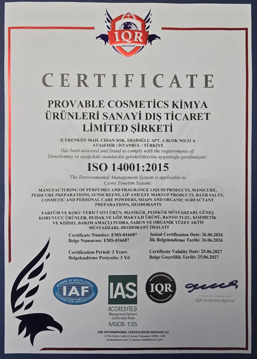 ISO 14001:2015 Çevre Yönetim Sistemi sertifikası